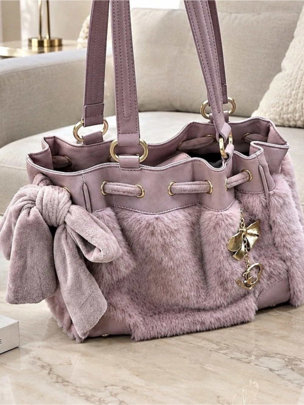 Juicy Couture Faux Fur Shoulder Bag in Pink